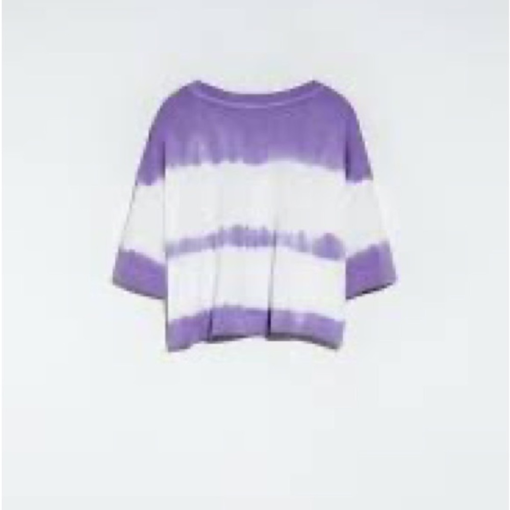 Purple and White Tie Dye Zara Cropped Tee